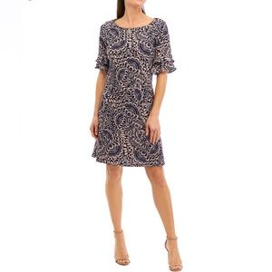 Perceptions Women’s Ruffle Bell Sleeve Floral A-Line Dress, XL